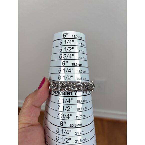 B16 Monet Vintage Silver Tone Chunky Chain Bracelet Statement Old Money Y2K - Picture 4 of 9